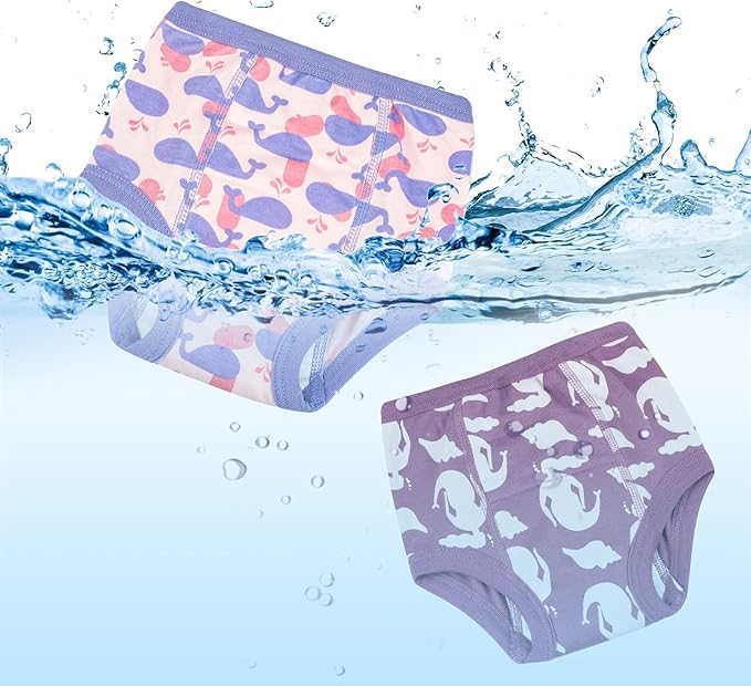 Absorbent potty training pants for boys, cotton fabric, leakproof protection.