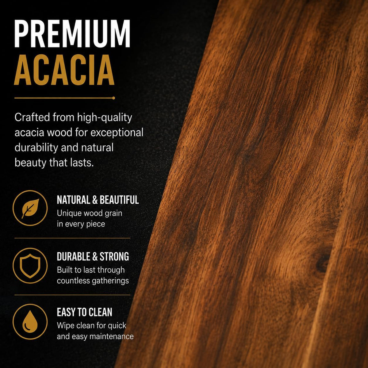 Acacia wood serving platter for snacks and appetizers