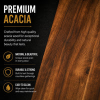 Acacia wood serving platter for snacks and appetizers