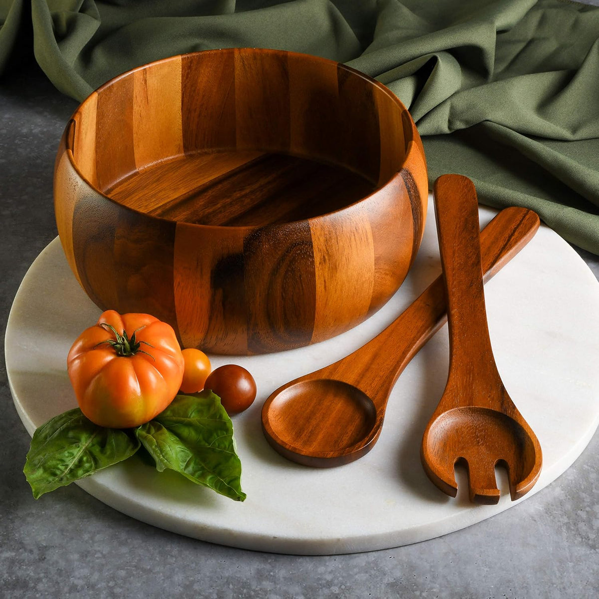 Acacia wood tableware bowl set for kitchen and dining use