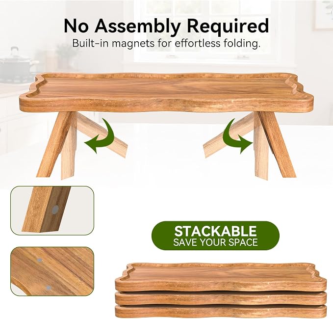 Three level acacia wood serving stand for snacks and desserts