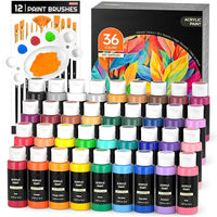 Acrylic paint set with 12, 24, or 36 colors in 60ml bottles for professional art projects