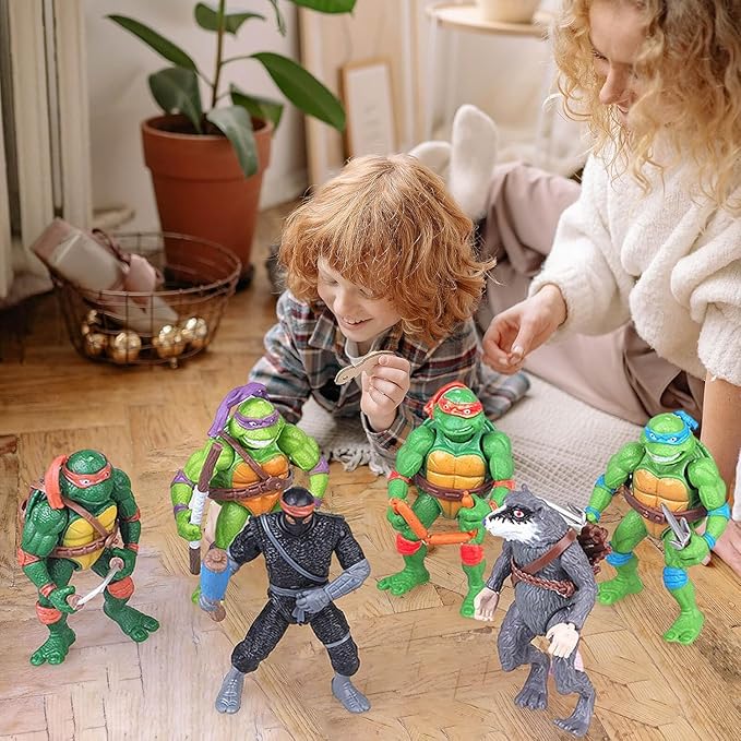 action figure bundle for kids with six detailed Turtles figures