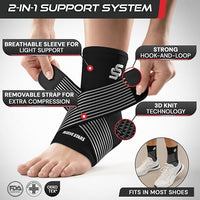 Adjustable ankle brace with removable strap for customized ankle stabilization