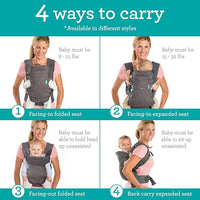adjustable baby carrier front, back, and hip carrying positions