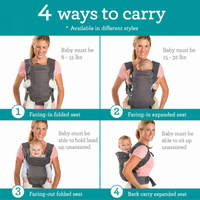 adjustable baby carrier front, back, and hip carrying positions