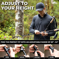 Adjustable trekking poles for backpacking and hiking with anti-shock system