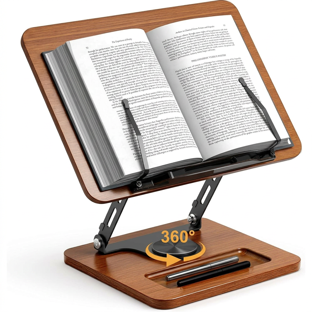 adjustable book stand 360 degree rotating base for reading
