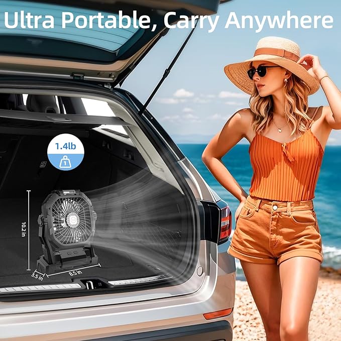  Camping Fan with 270 Degree Adjustable Airflow Direction
