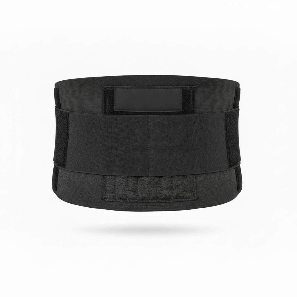 Adjustable comfort belt front view in black color