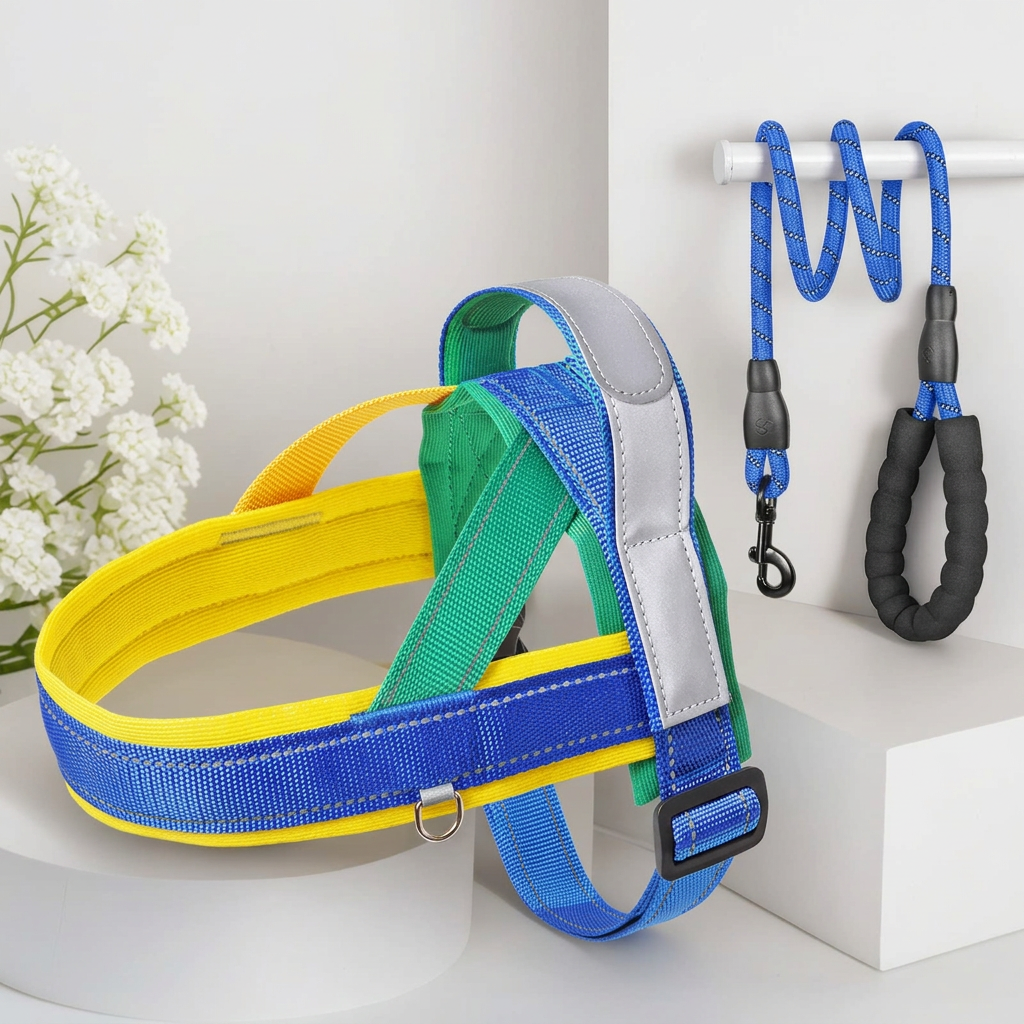 Adjustable dog harness and leash set for small and medium dogs