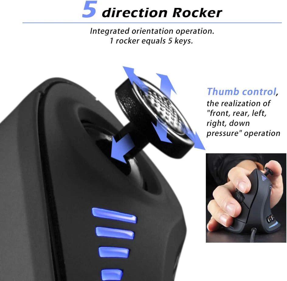 Wired RGB mouse with adjustable DPI button for computer control