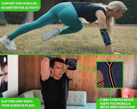 Adjustable elbow support compression sleeve for men and women during workouts and sports activities