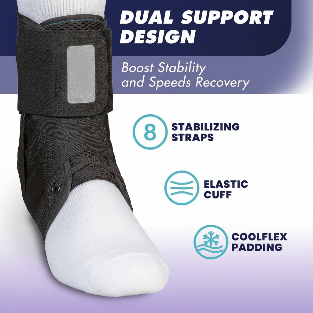  Adjustable foot and ankle support with breathable comfort fit