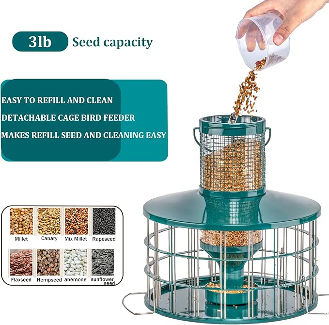 Adjustable Grille Bird Feeder Starling Proof Tube Feeder for Outdoor Use