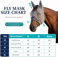 Adjustable horse fly mask with ear cover for horses ponies and foals