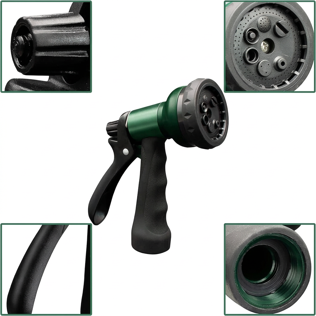 Adjustable hose nozzle for watering garden plants and lawn areas