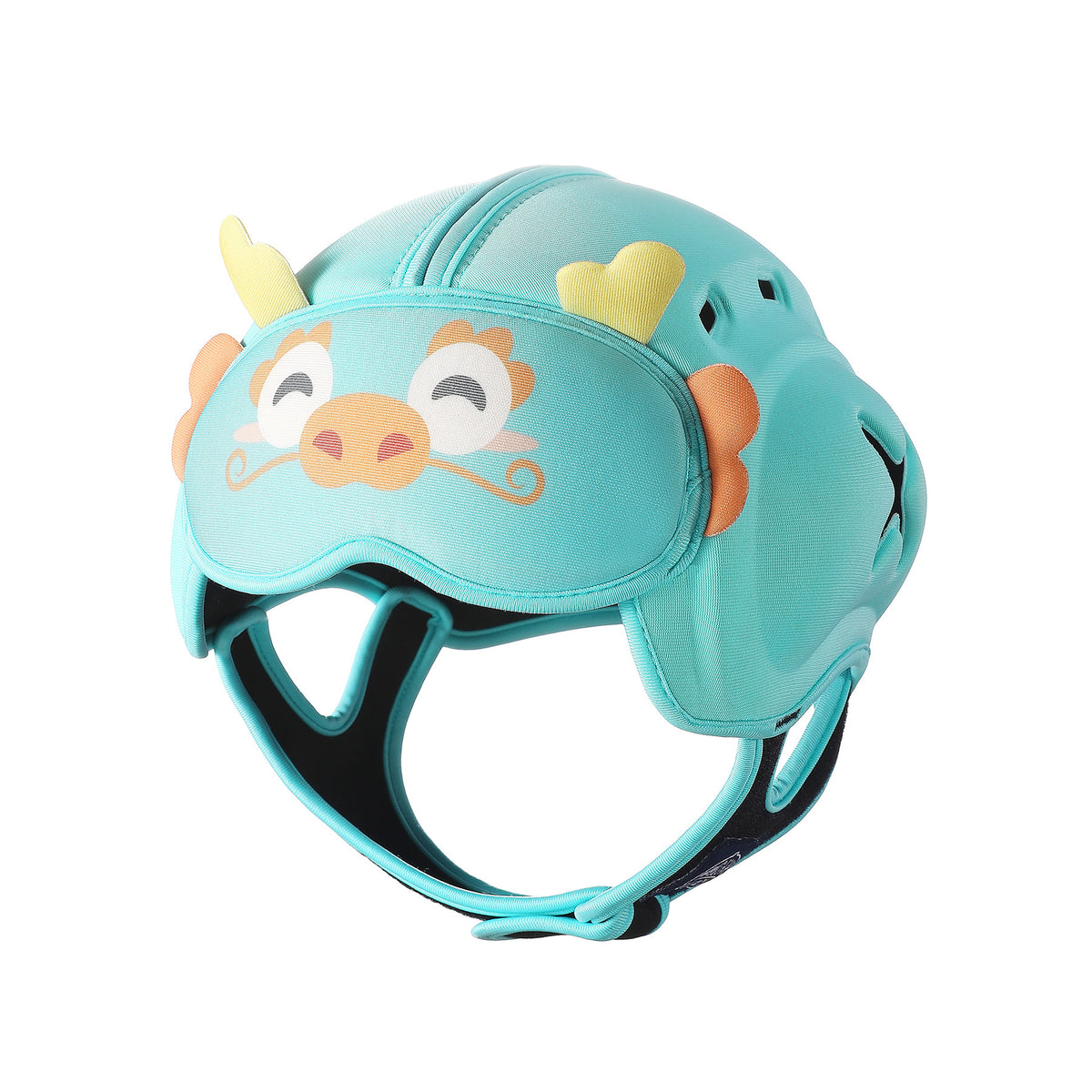 Adjustable infant safety helmet with secure fastening