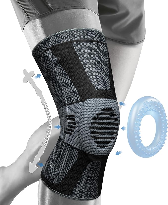  Adjustable knee support sleeve with horizontal knit design