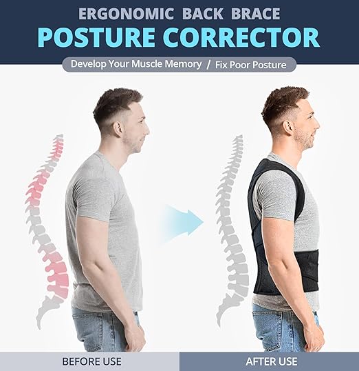 Adjustable large back brace posture corrector for personalized fit and pain relief