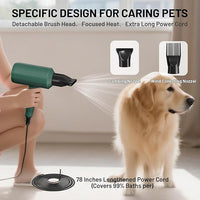 Pet hair dryer blower with flexible nozzle attachment