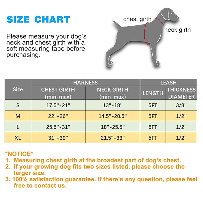 Adjustable reflective no-pull dog harness with heavy-duty 5ft leash for medium and large dogs