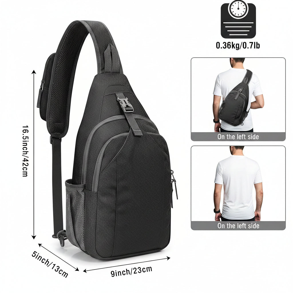 Reversible adjustable shoulder strap on crossbody bag