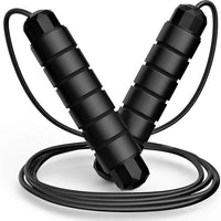 Adjustable steel jump rope with foam handles for home workouts and cardio
