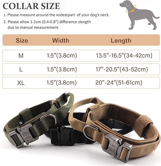 adjustable tactical pet collar for medium and large dogs
