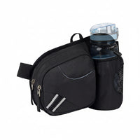 Adjustable waist bag with bottle holder and zippered storage
