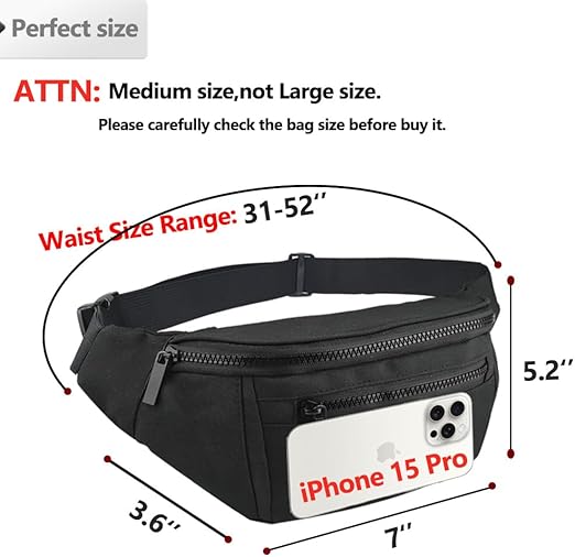 Adjustable waist bag for phone, wallet, and keys during workouts