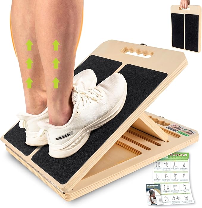 Adjustable wooden slant board for stretching routines