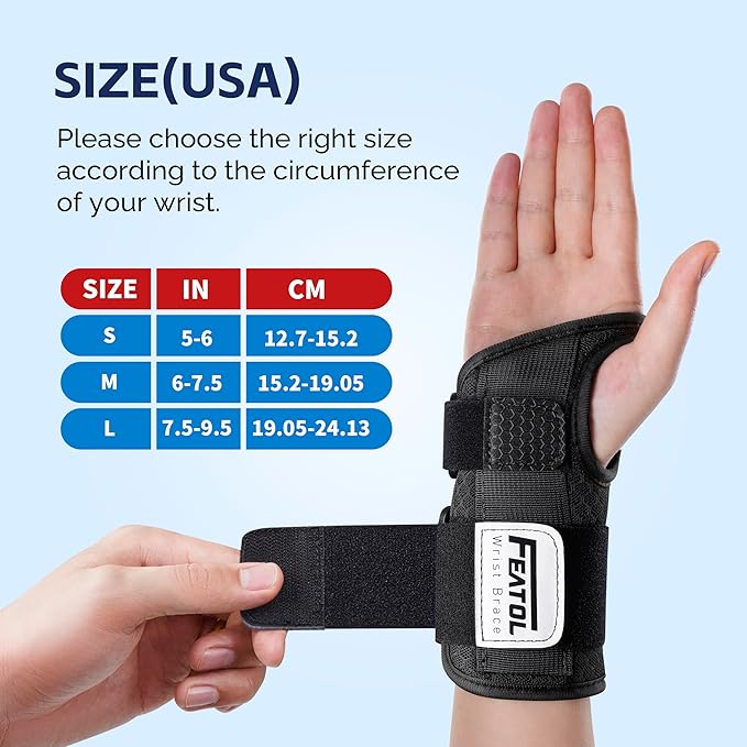 Adjustable wrist splint for pain relief from carpal tunnel, tendonitis, and De Quervain’s tenosynovitis