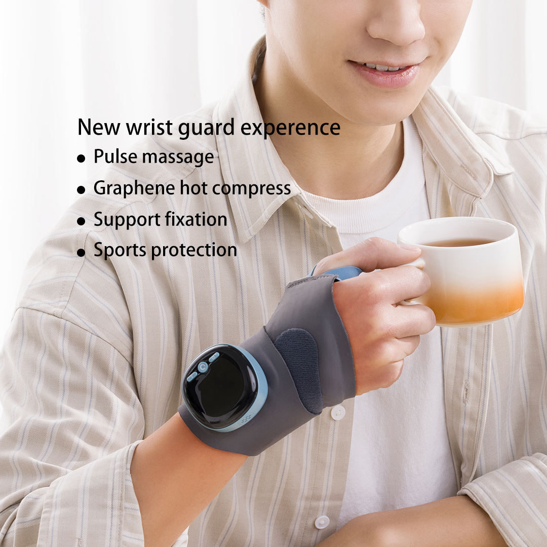 Adjustable heated wrist support belt showing comfortable fitting design