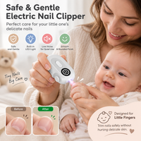 Newborn nail grooming device with adjustable levels and built-in light