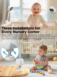 Adjustable nursery camera positioned on a flexible neck for changing the viewing direction