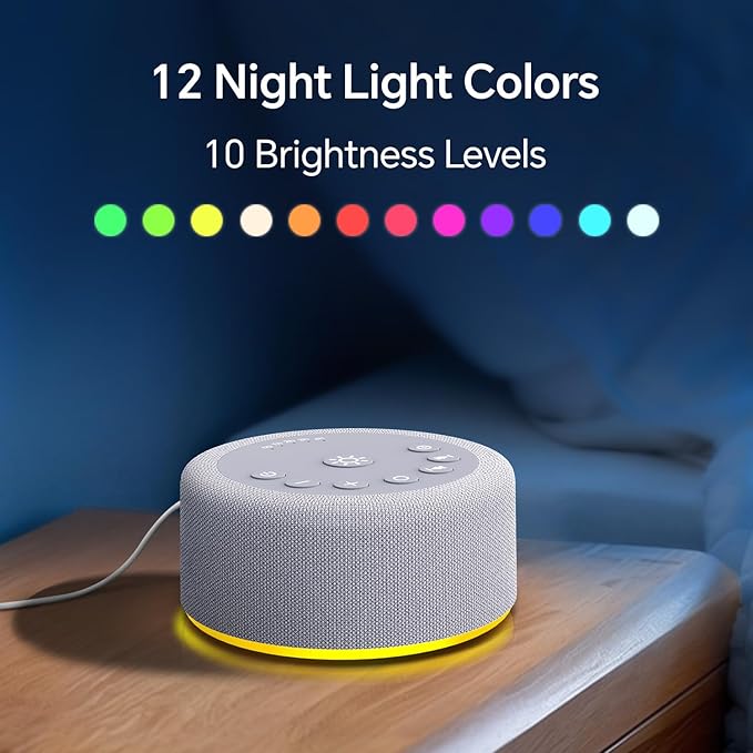 Adjustable volume and timer settings on sound machine night light