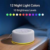 Adjustable volume and timer settings on sound machine night light