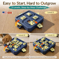 3-step dog puzzle toy for advanced problem-solving and play