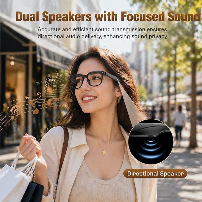 AI AR Glasses Connected to Smartphone for Real-Time Translation and Recording