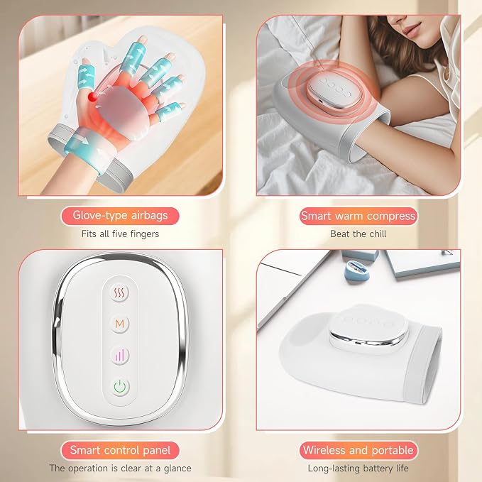 Front view of a portable air compression massage machine with easy-to-use buttons.