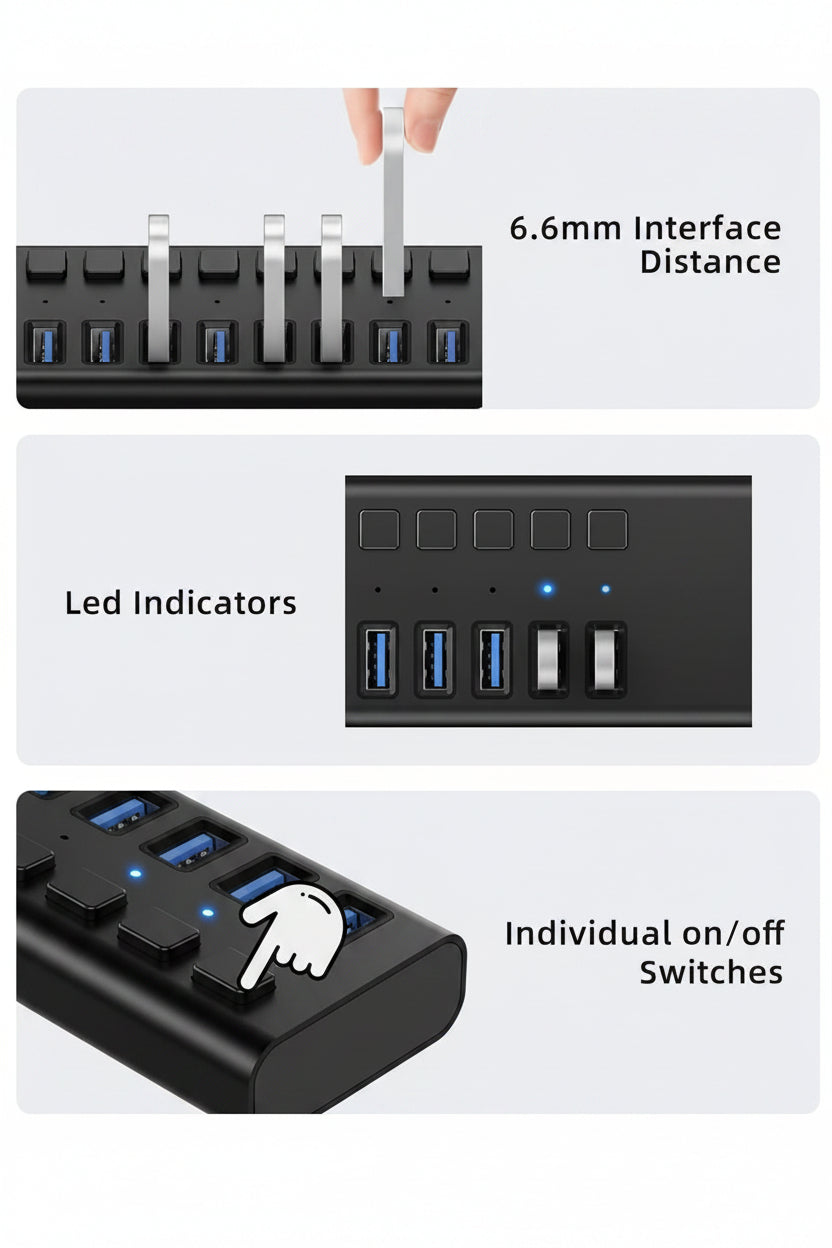 Aluminum USB hub with durable desktop design