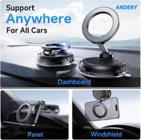 ANDERY Car Phone Holder with 78+LBS Strong Suction Cup, Mounting on Dashboard