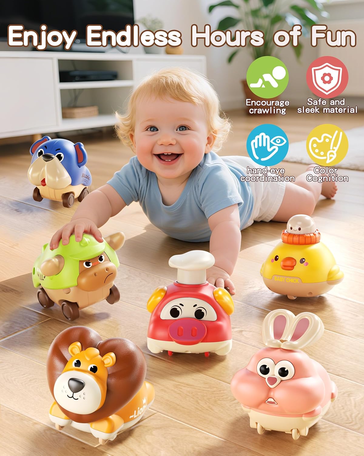 animal car toy set for 1 year old baby safe and colorful