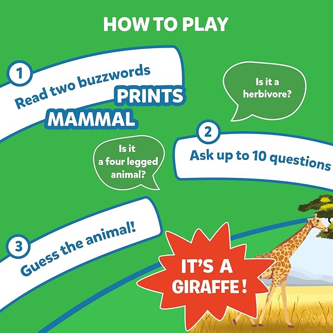 Animal guessing card game with question challenge
