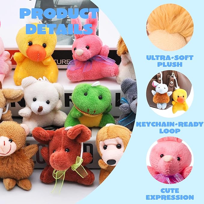 Animal keychains for kids, perfect for party favors and goodie bags