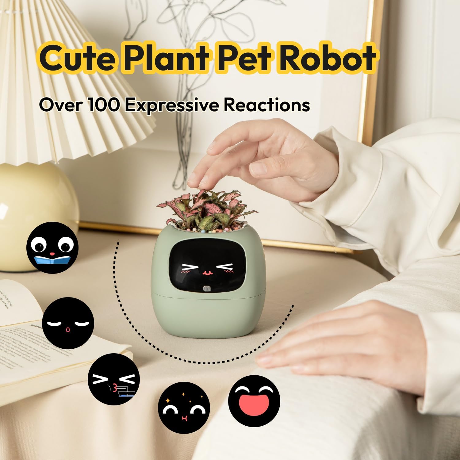 Animated digital planter used as decorative home tabletop décor