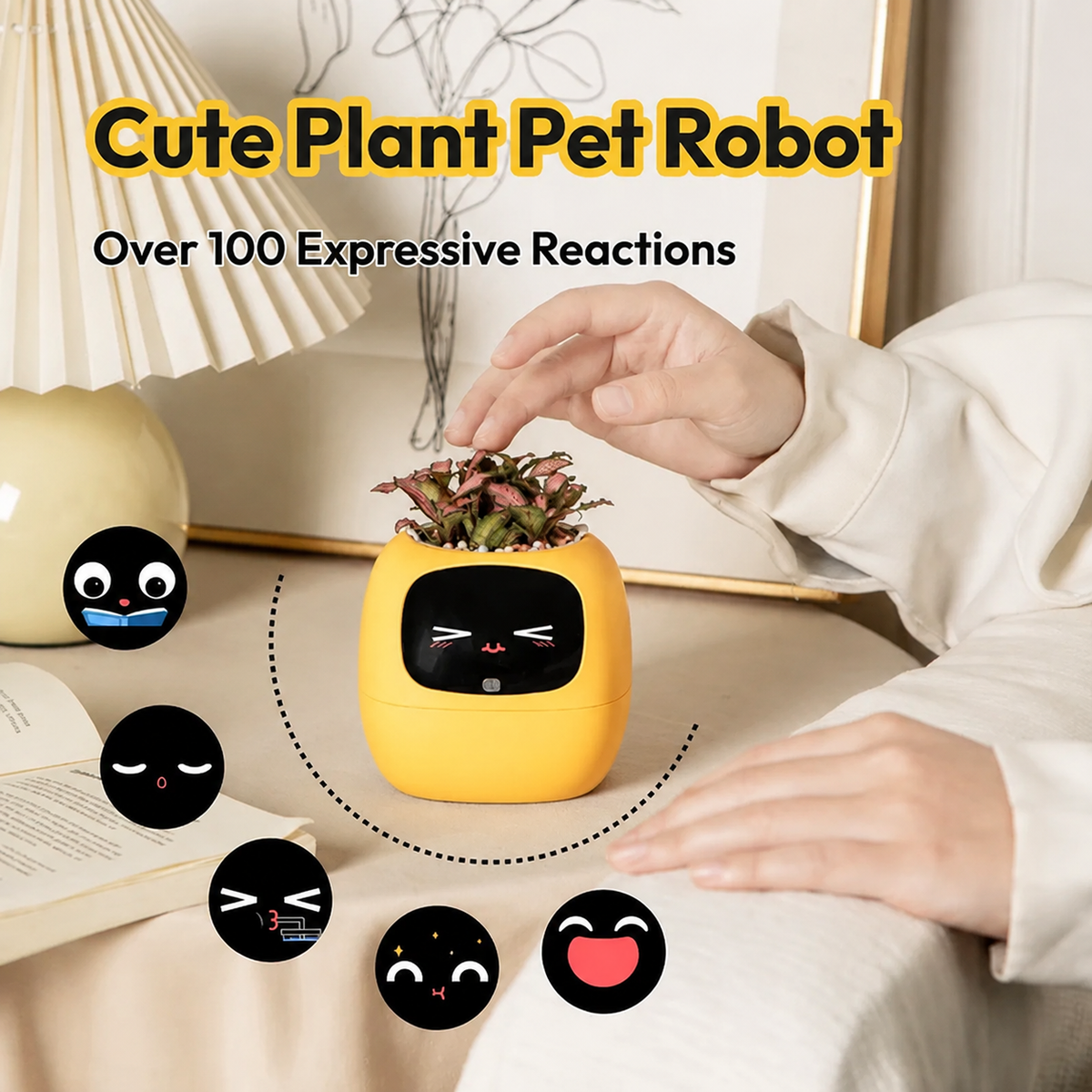Animated digital planter used as decorative home tabletop décor