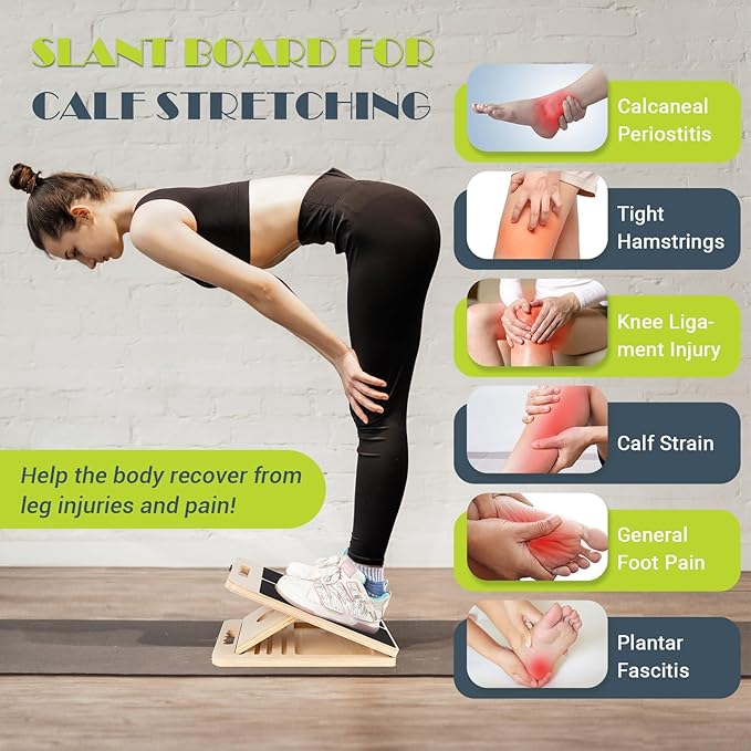 Incline board for ankle knee and heel stretching