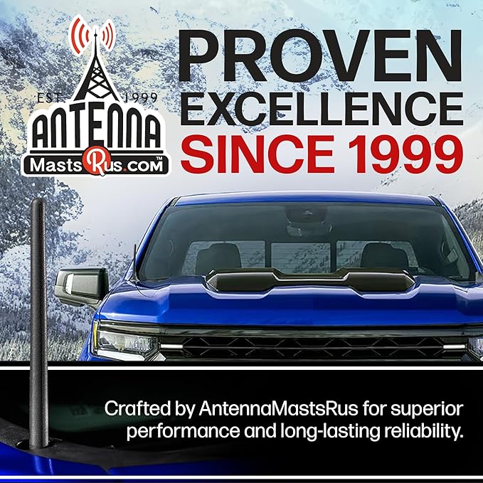 AntennaMastsRus 6 3/4 Inch Short Rubber Antenna with Internal Copper Coil for Enhanced Reception on Chevrolet Silverado 1500